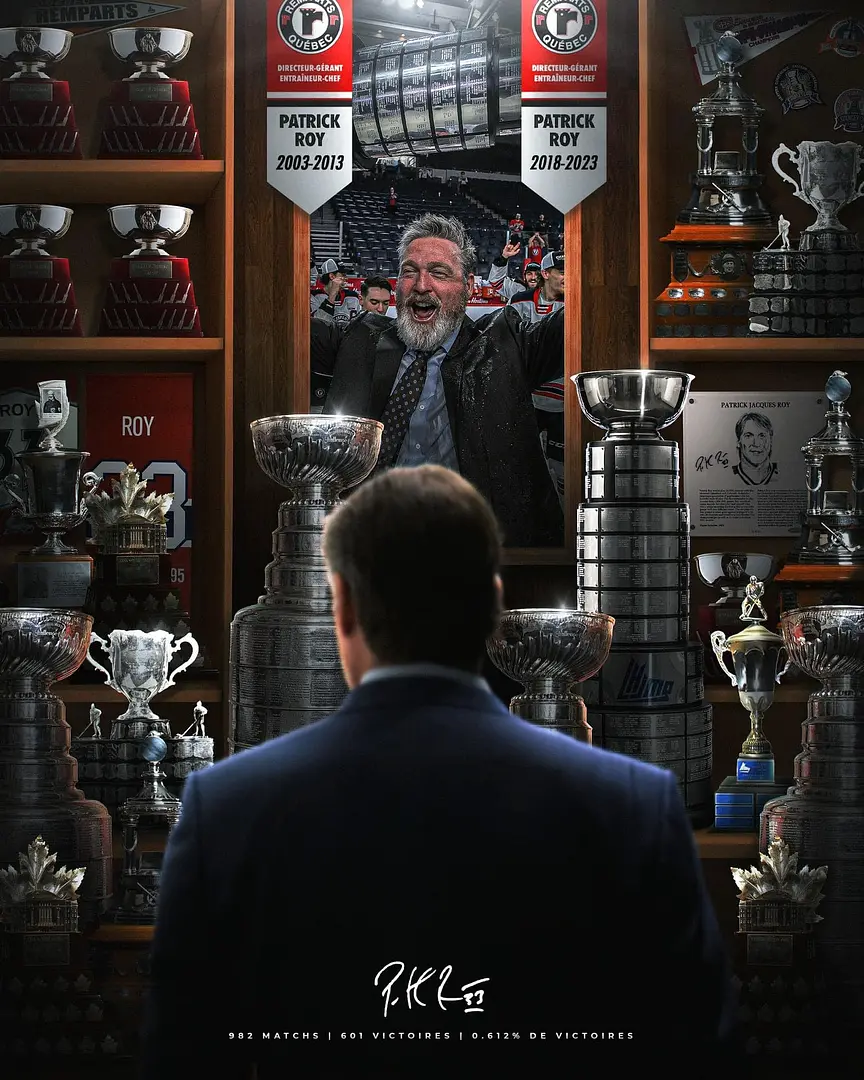 Patrick Roy (Remparts | Coupe Memorial | 2006 et 2023) - il a collectionné plusieurs trophées au fil des ans. Mais au niveau junior, ses deux bagues de la Coupe Memorial le placent sur les marches du podium parmi les entraîneurs-chefs de la LHJMQ les plus victorieux...