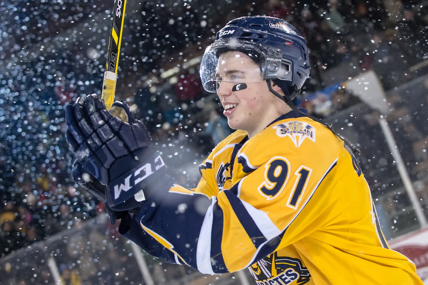 Anthony Beauvillier, bien habillé avec son couvre-tête sous son casque protecteur!