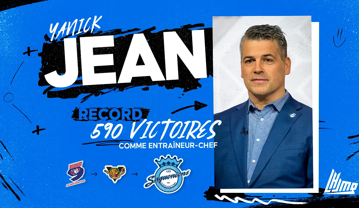 Yanick Jean (Chicoutimi | 2014=>2025) - avec les Saguenéens, il est le seul entraîneur-chef ayant dépassé les 600 matchs et 300 victoires, en plus de 50 ans d'hstoire chez les Saguenéens.