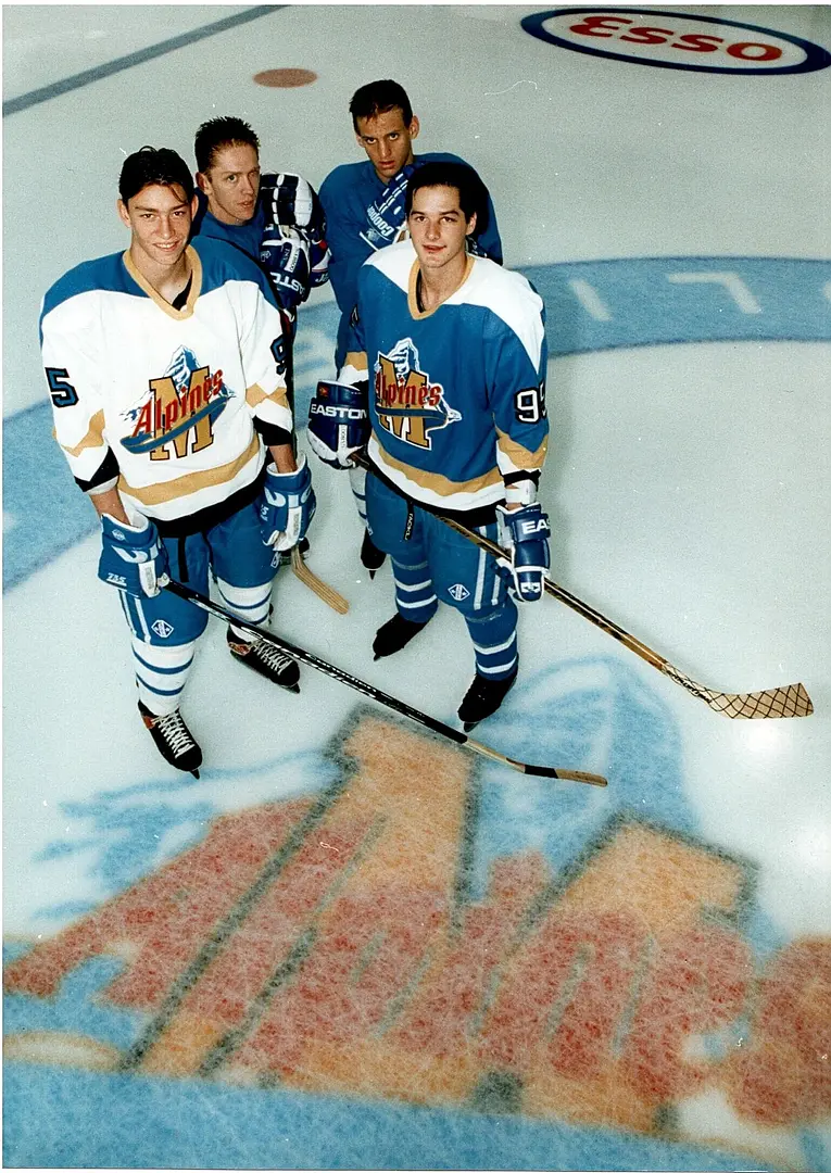David-Alexandre Beauregard, 2nd from left, had some good moments during his brief stint in Moncton, with 61 points in only 41 games, before being traded to the Hull Olympiques. Incidentally, Beauregard still holds the franchise record of 11 games in a row with at least one goal, established in the first half of the 1995-96 season.