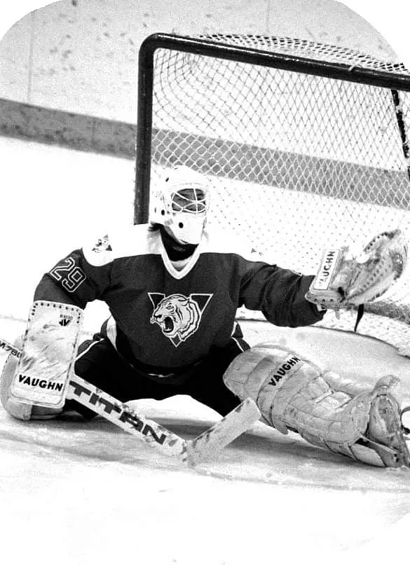 Stéphane Fiset - Au printemps 1990, pour une deuxième année consécutive face au Titan de Laval, son équipe s’inclinera en grande finale de la Coupe du Président. Le remarquable passage dans la LHJMQ de Stéphane Fiset se traduit donc par une fiche de 136 parties dont 70 victoires, séries incluses, avec une moyenne de buts alloués de 3,43 et un pourcentage d’arrêts de ,890. Il aura permis aux Tigres de remporter le Trophée Jean-Rougeau en 1989-90, en plus de participer à deux finales de Ligue. De plus, il a représenté fièrement la LHJMQ dans divers événements nationaux et internationaux.